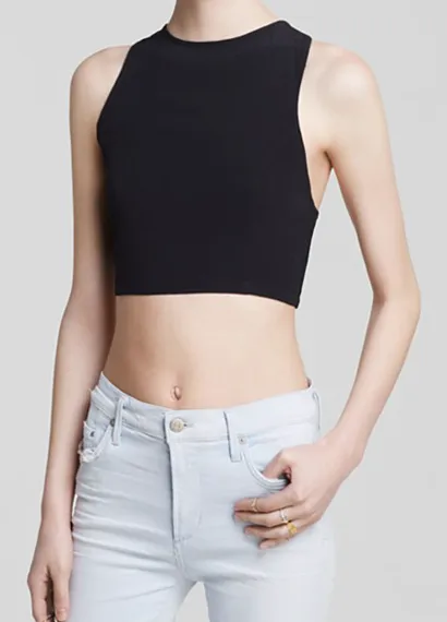 "MINKPINK Crepe Fitted Racer Crop Top"