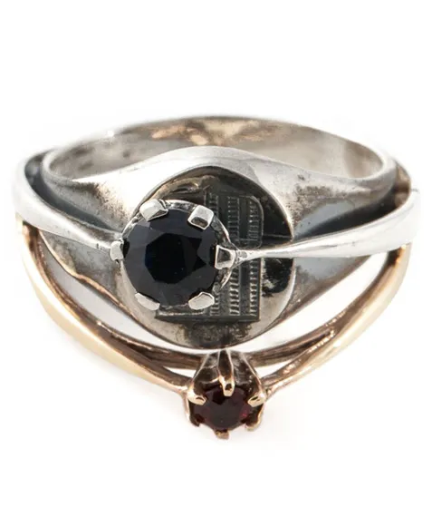 Stylish signet ring with unique design by Puro Iosselliani.