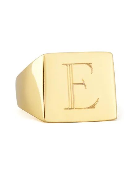 Letter engraved square signet ring by Sarah Chloe