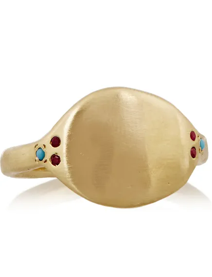 Scosha's 10k gold ring with ruby and turquoise