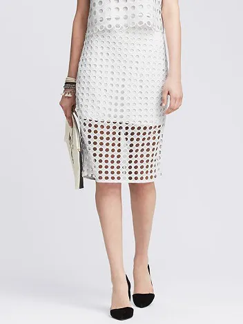 Banana Republic Dot Lace Pencil Skirt Image from SHEfinds