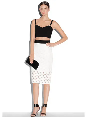 MILLY LATTICE EMBROIDERED MESH MIDI SKIRT Image from SHEfinds