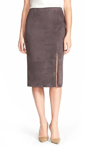 Classiques Entier Front Slit Suede Midi Skirt Image from SHEfinds