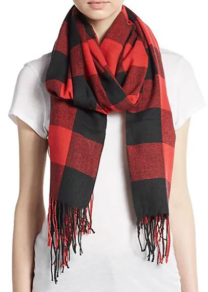 BCBGeneration plaid checkered scarf for stylish layering.