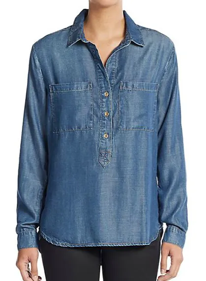 Bella Dahl Tencel roll sleeve top for relaxed fashion.