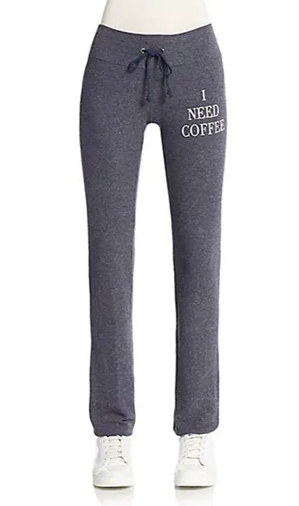 Wildfox Need Coffee drawstring pants for comfy lounging.