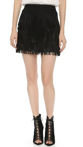 alice + olivia Lavana Suede Fringe Skirt Image from SHEfinds