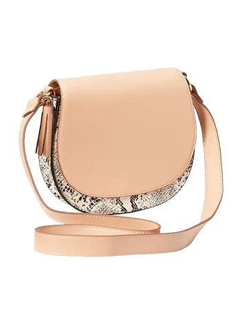 Contemporary bag with unique pattern details.