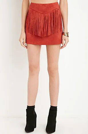 Fringed Faux Suede Skirt Image from SHEfinds