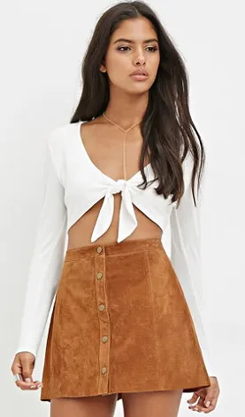 Genuine Suede Buttoned Skirt Image from SHEfinds