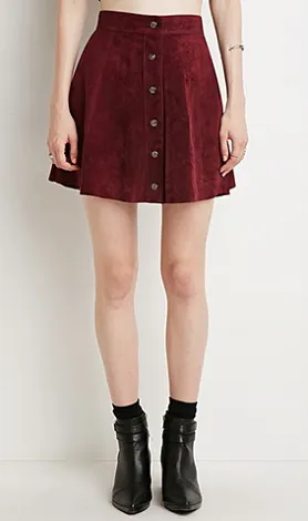 Buttoned Suede Skirt Image from SHEfinds