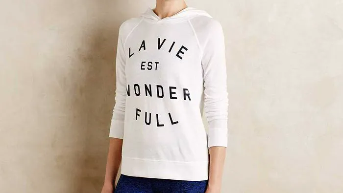 Graphic sweatshirt worn by a popular celebrity.