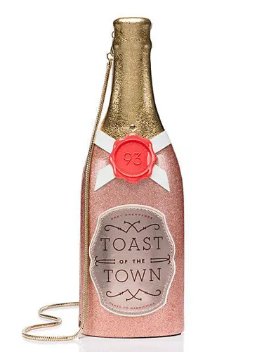 Chic champagne bottle clutch perfect for parties.