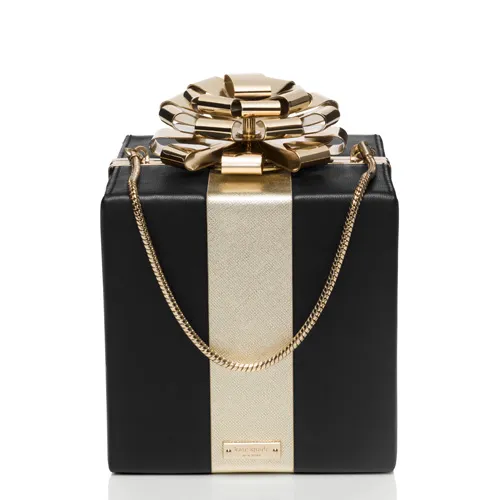 Square gift box clutch with elegant detailing