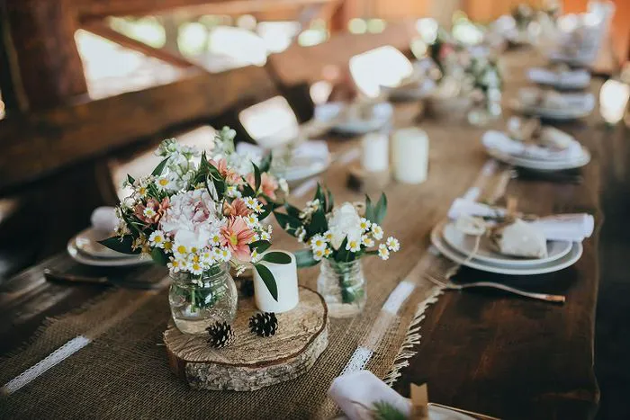 Rustic burlap fabric for wedding and event styling