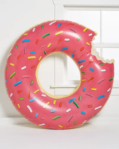 Gigantic donut pool float for summer fun.