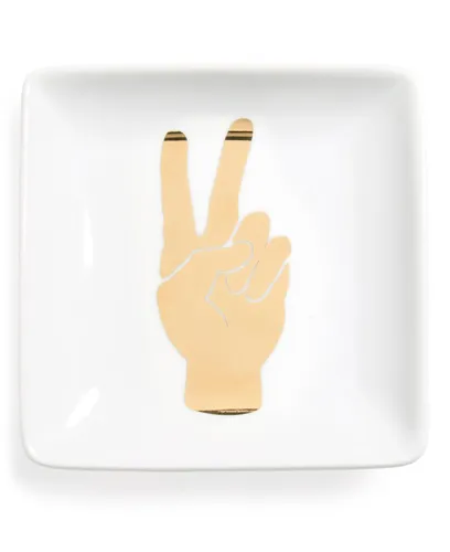 Peace hand ceramic trinket tray for stylish organization.