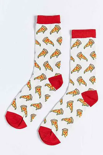Fun pizza sock for quirky fashion lovers.