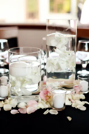 Submerged floral arrangements in elegant event decor