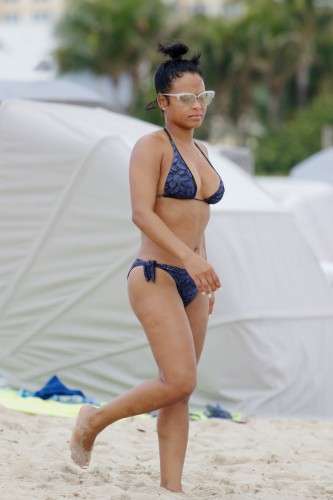 Christina Milian In Bathing Suit at Miami Beach