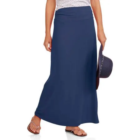 Faded Glory Women's Fashion Maxi Skirt with Shirred Waistband Chic summer outfit with accessories against a sunny backdrop.