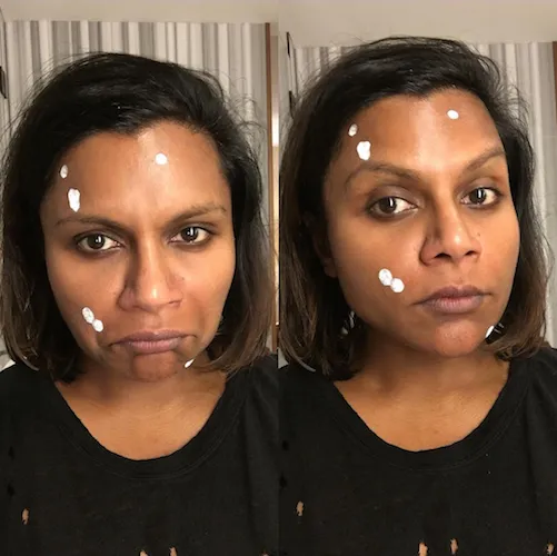 Mindy Kaling showcasing vibrant fashion and beauty style.