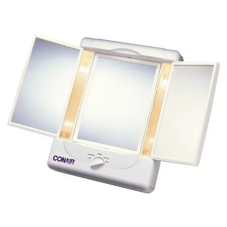 Conair Illumina 2 Side Lighted Make-Up Mirror Luxurious skincare products displayed attractively.