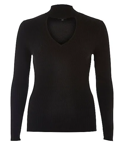 Black ribbed choker top