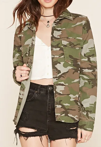 Camouflage Print Shirt Jacket