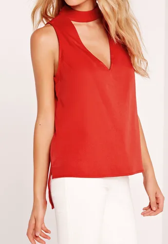 Choker Neck Vest Top Red