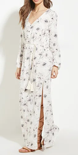 High-Slit Floral Maxi Dress