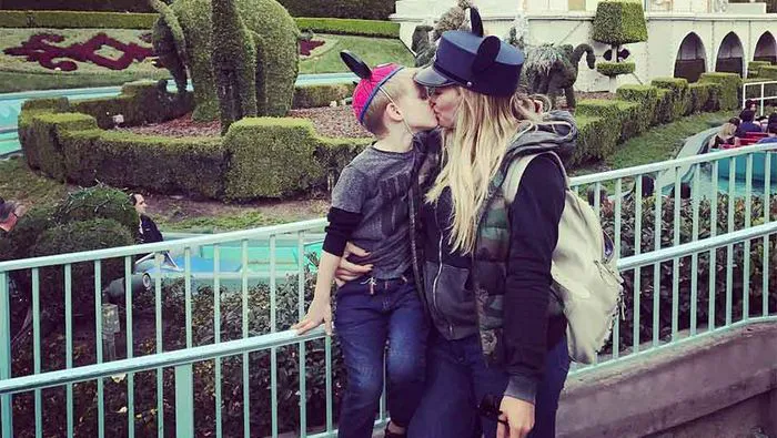 Hilary Duff kissing son
