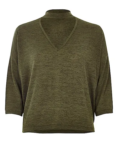 Khaki boxy choker top