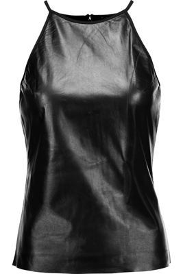 black leather halter top for Rihanna Halloween costume