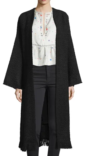 Isabel MarantLong Knit Open-Front Duster Coat
