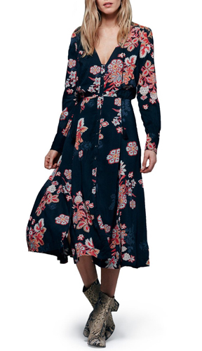 Free People 'Miranda' Floral Print Midi Dress