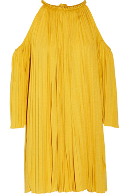 Plisse Silk Blend Jersey Mini Dress