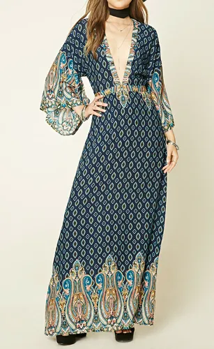 Ornate V-Neck Maxi Dress