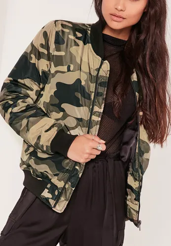 Padded Bomber Jacket Camo Green