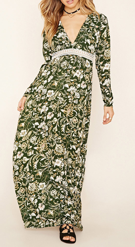 Semi-Sheer Floral Maxi Dress