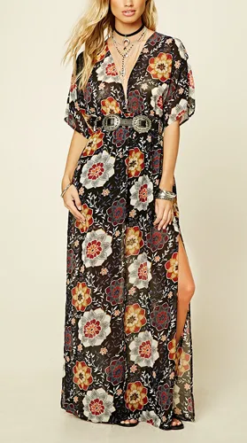Smocked-Waist Floral Maxi Dress