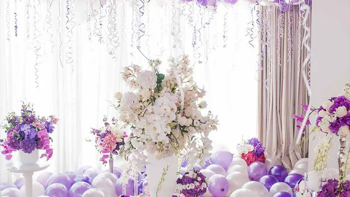 Elegant bridal decor setup for wedding celebration.