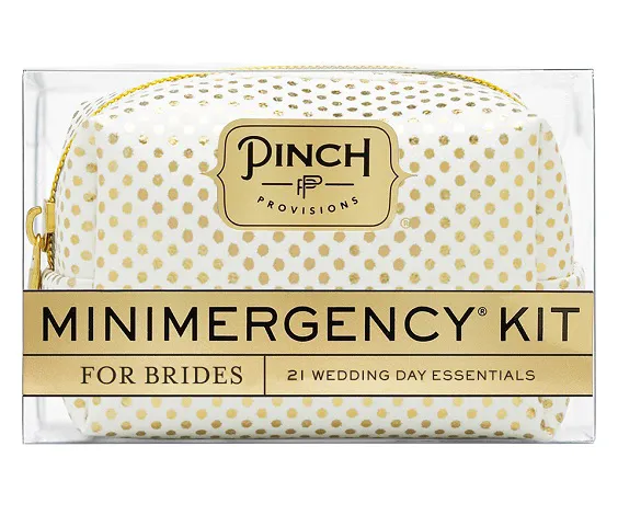 Emergency kit. Mugshot of a bride after a wedding mishap.