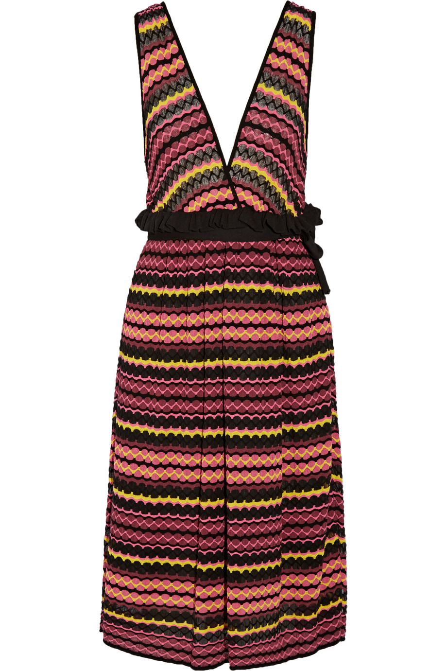 M Missoni Tie Waist Crochet Knit Dress