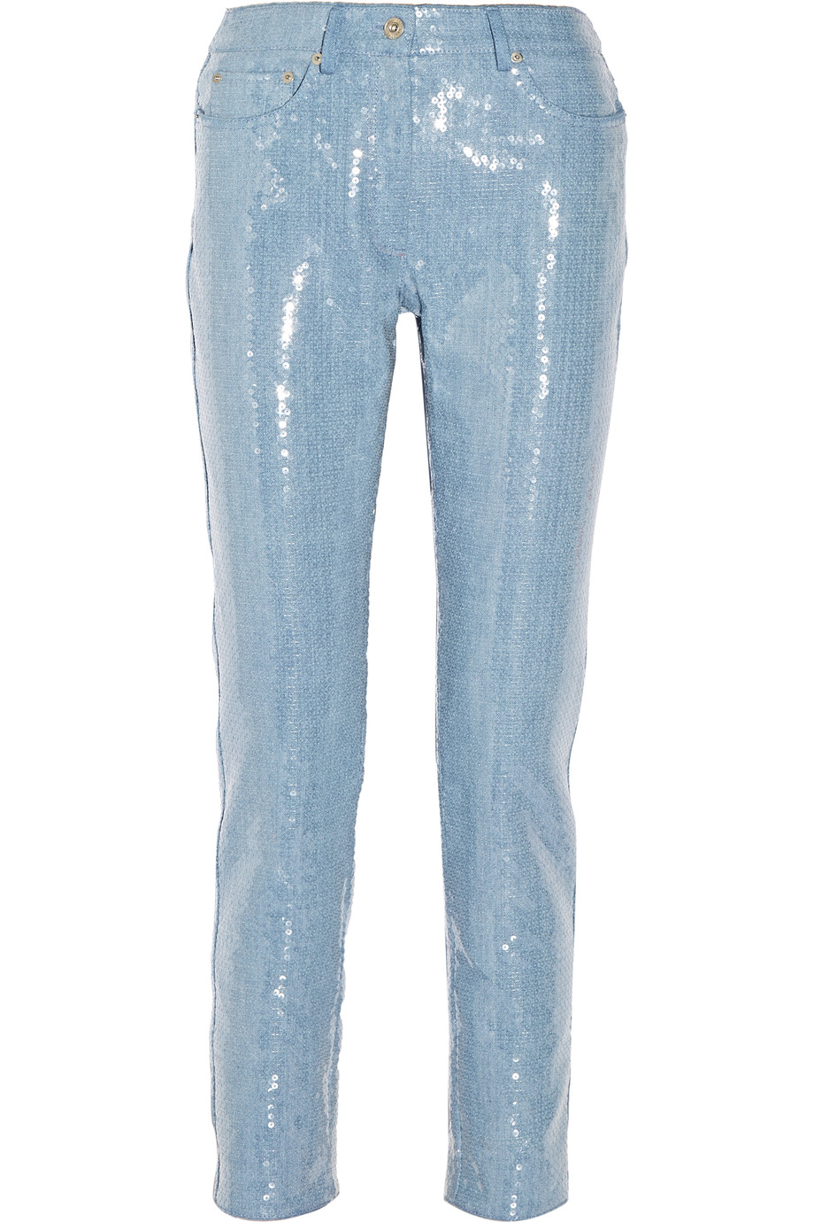 Moschino Sequined Mid Rise Straight Leg Jeans