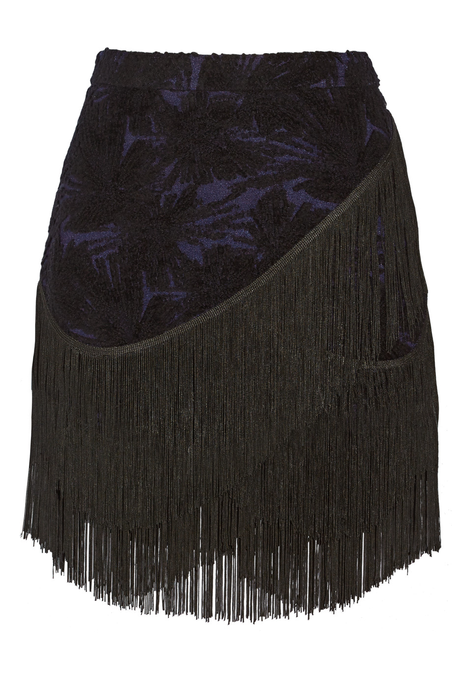 Rebecca Minkoff Mia fringed Embroidered Wool Blend Mini Skirt