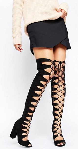 ASOS KASSIN Lace Up Over The Knee Boots