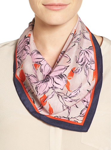 Halogen® Bella Floral Square Silk Scarf