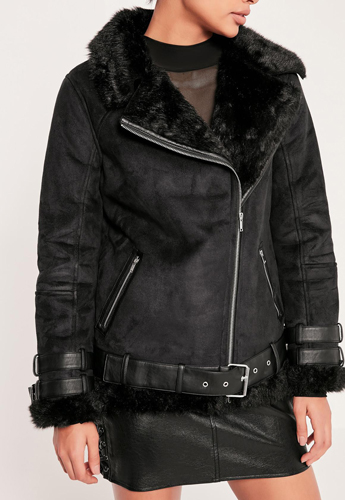 Premium Black Faux Leather Pilot Jacket