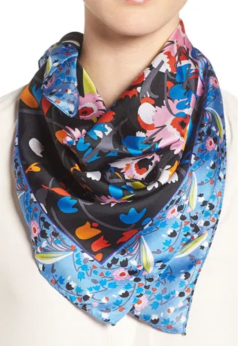 Echo Floral Square Silk Scarf
